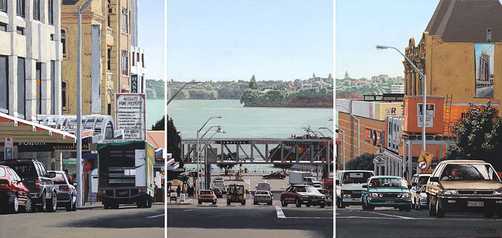 Geoarge Baloghy nz landscape and urban street artist, Hobson st, Auckland